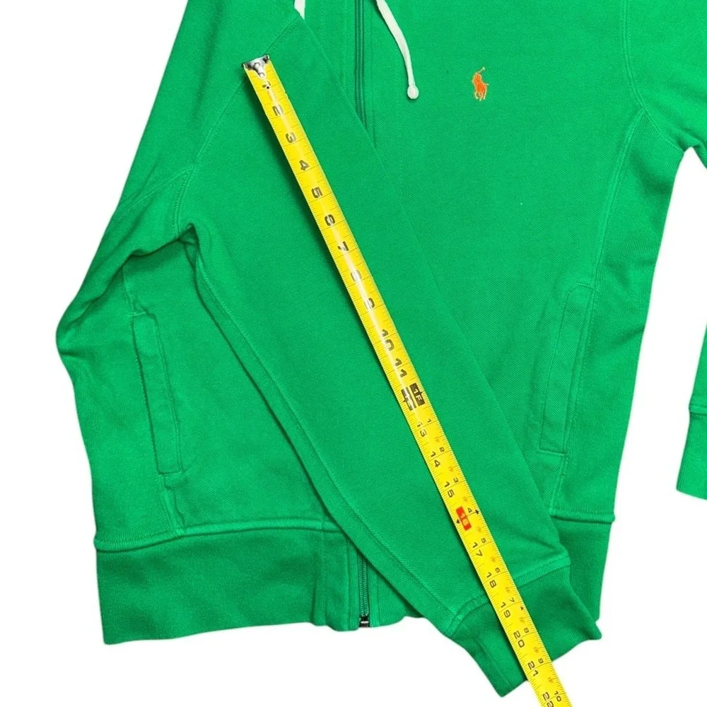 Polo Ralph Lauren Mens Green Full Zip Hoodie Orange Pony Logo Size S